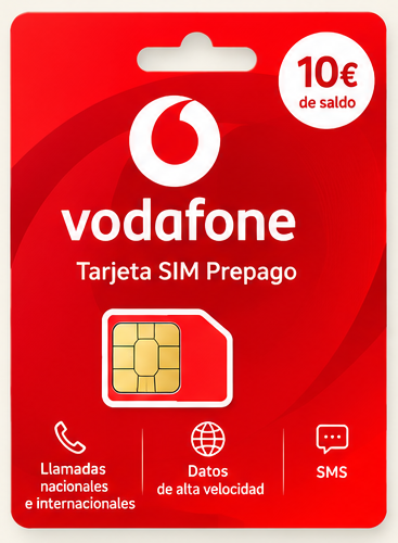 Tarjeta SIM Vodafone prepago de 10 euros